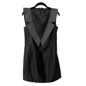 Handkerchief Black Sleeveless Structured Mini Dress, NWT